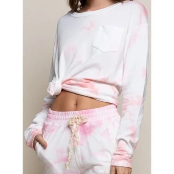POLGIRLS Pink‎ Cloud (Tie-Dye) Pullover Lightweight Sweatshirt L - Picture 7 of 9